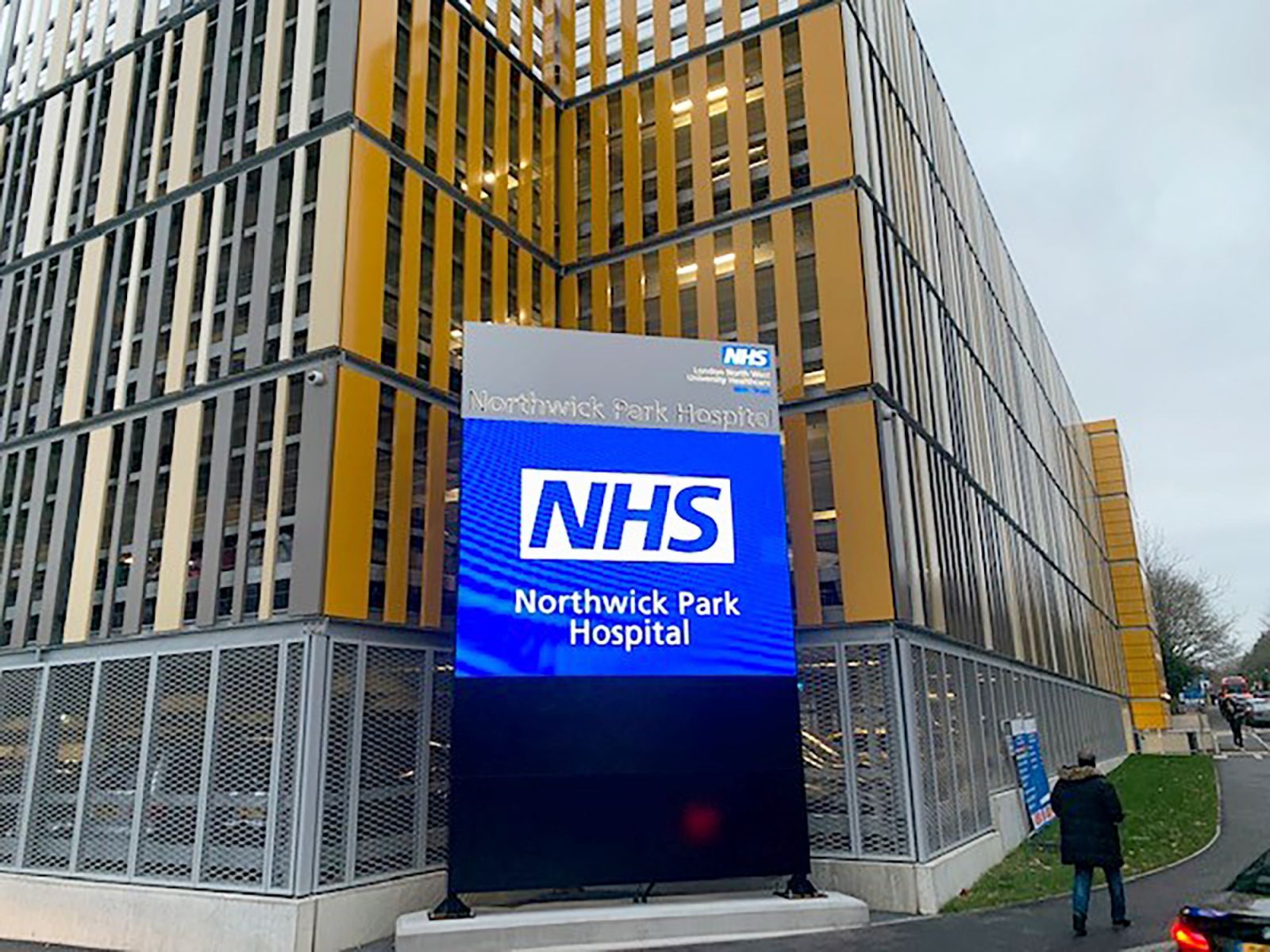Site entrance display at Northwick Park Hospital