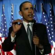 Obama speech beamed from LED screen