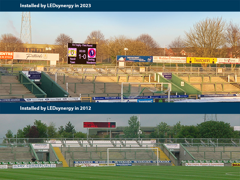 Large LED scoreboard at Yeovil Town FC installed by LEDsynergy