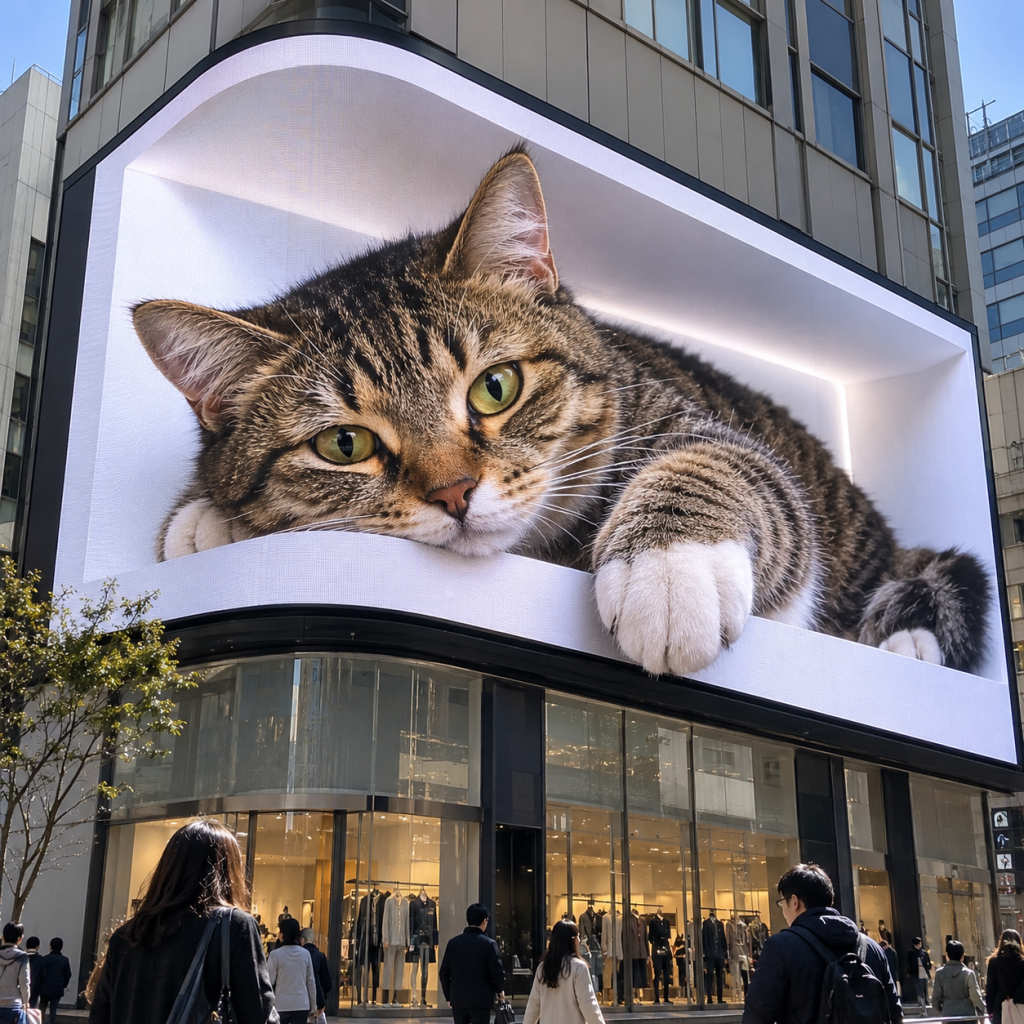 Giant Tabby Cat on 3D Billboard